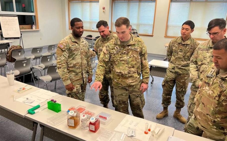 American Soldiers from the Fort Drum, New York-based 59th Chemical, Biological, Radiological, Nuclear (CBRN) Company (Hazardous Response) participate in the Advanced Chemical Biological Course on Camp Humphreys, South Korea. A mobile training team from the Special Programs Division on Dugway Proving Ground, Utah, conducted the course. 