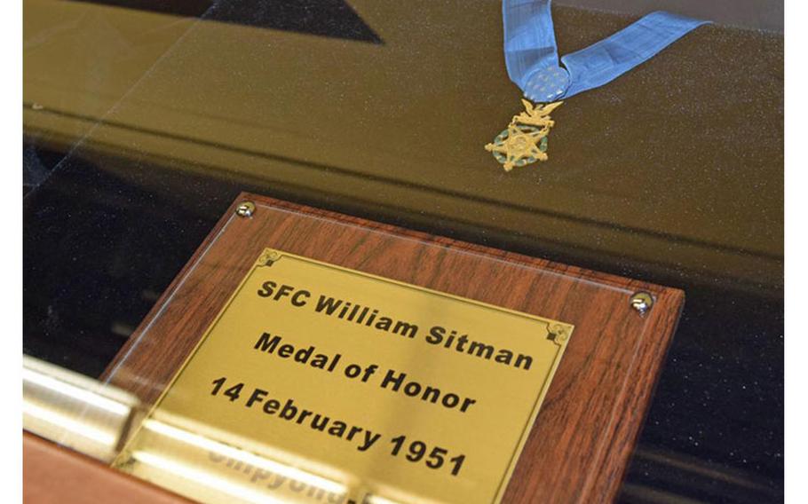 One of the most treasured artifacts at the 2nd Infantry Division, Eighth Army and Korean Theater of Operations Museum on U.S. Army Garrison Humphreys, South Korea, is the Medal of Honor belonging to Sgt. 1st Class William Sitman who was killed during the Battle of Chipyong ni in 1951. Sitman Gym on Camp Humphreys is named after him.