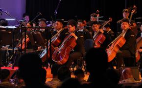 Cello musicians in the Korean National Military Symphony Orchestra