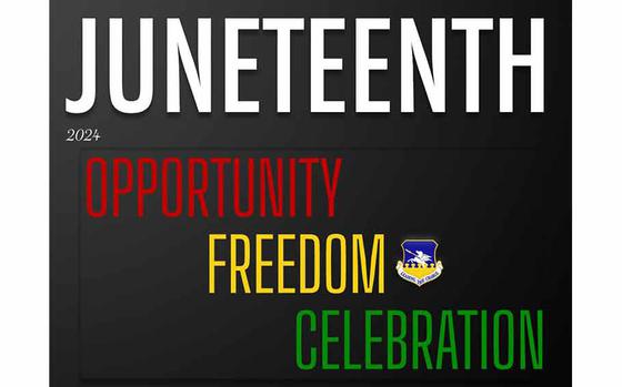 U.S. Air Force graphic created to celebrate Juneteenth at Osan Air Base, Republic of Korea, June 19, 2024. Juneteenth recognizes the end of slavery in the U.S. and was declared a federal holiday in 2021.