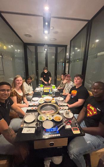 program participants enjoying Korean BBQ meal