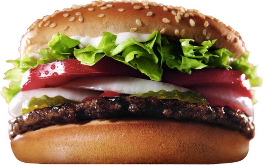 A full close-up photo of a Whopper.