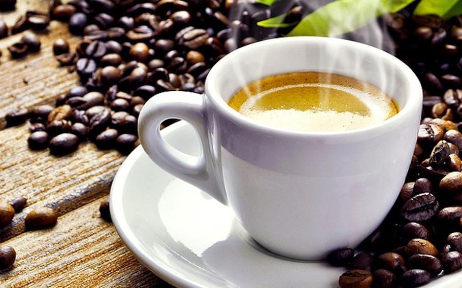 Coffee cup and coffee beans