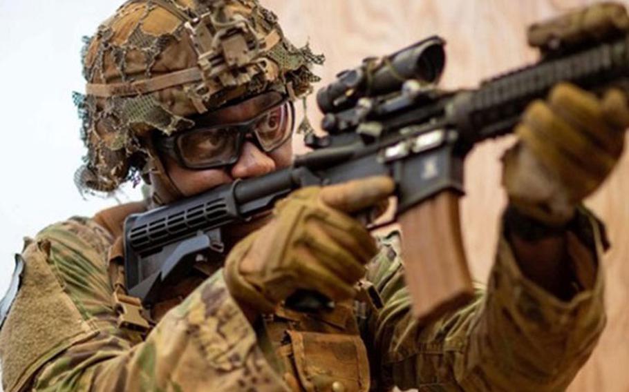 A soldier assigned to Charlie Company, 2nd Battalion, 35th Infantry Regiment, 3rd Infantry Brigade Combat Team, 25th Infantry Division conducts battle drill training at Schofield Barracks, Hawaii on Feb. 10. PHCoE section chief Dr. Marjorie Campbell said injuries experienced in battle, including firefights and improvised explosive device explosions, can result in both TBI and conditions such as PTSD (Photo by: Army 1st Lt. Angelo Mejia)