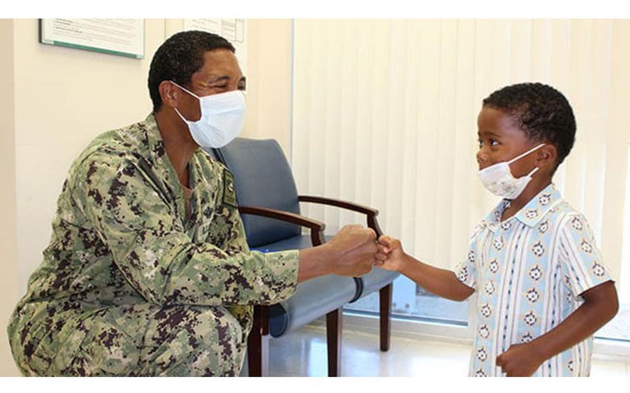 Samuel Thomas, age 4, gets his COVID-19 vaccination on Wednesday, July 20, 2022, becoming the first child under 5 to get vaccinated against COVID-19 at Naval Health Clinic Patuxent River. (Photo: Kathy Hieatt, U.S. Navy)