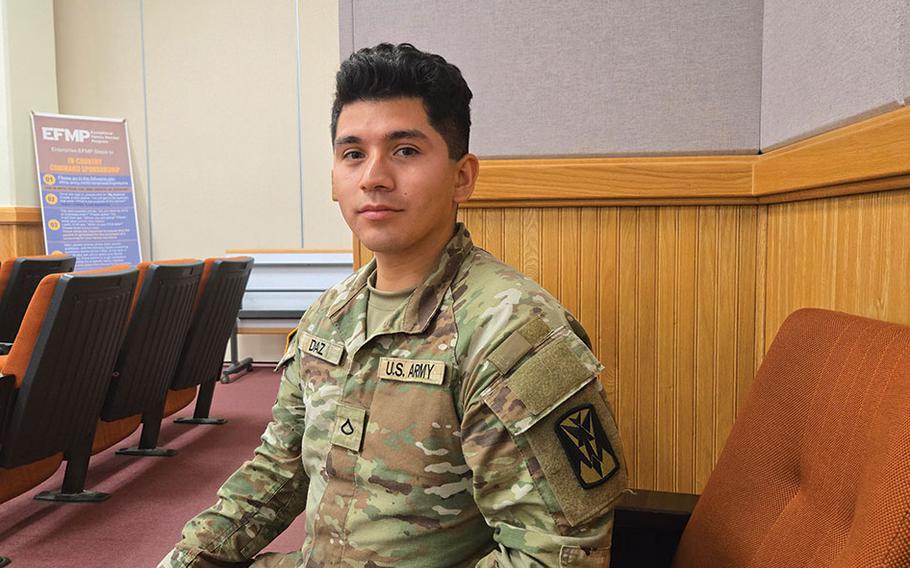Pfc. Diaz poses for a photo.