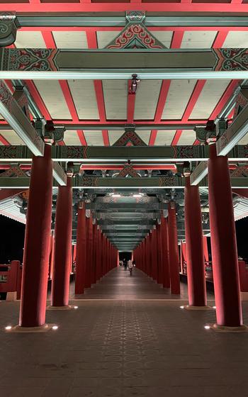 many supports can be seen on the bridge.