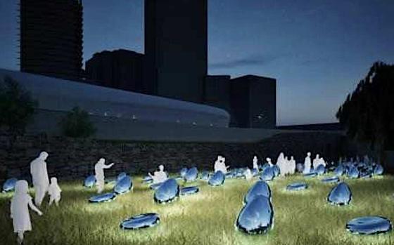 Illuminated arts in the garden.