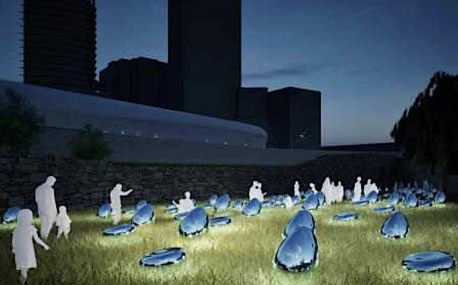 Illuminated arts in the garden.