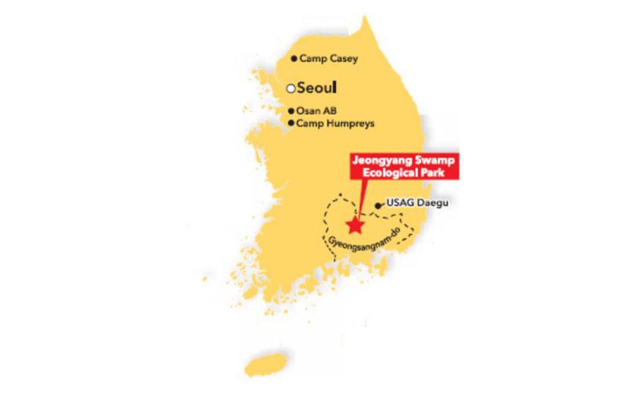 A Korean map showing the location of the park.