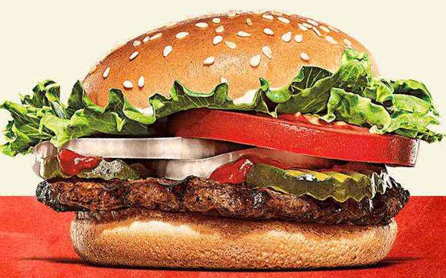 A full close-up photo of Jr. Whopper.