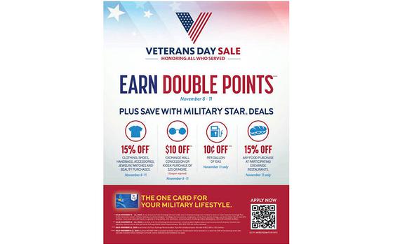 Flyer promoting veterans day sale. Details about the sale are mentioned.