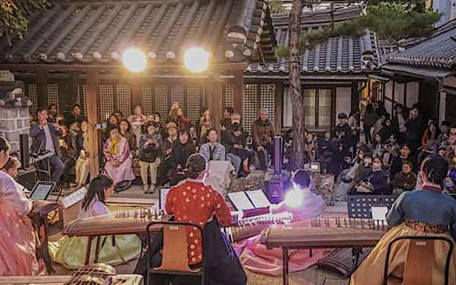 Concert held in a garden.