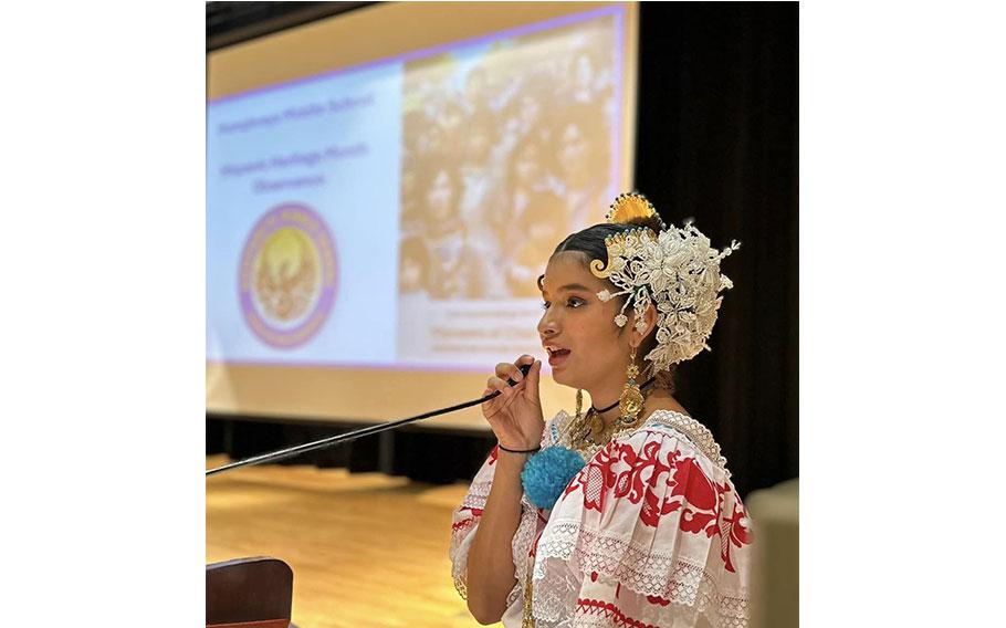 7th grader Mia Ruiz describing the traditions and culture of Panama.