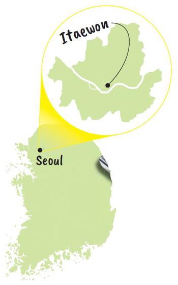 Map of Korea, which shows the location of Itaewon.