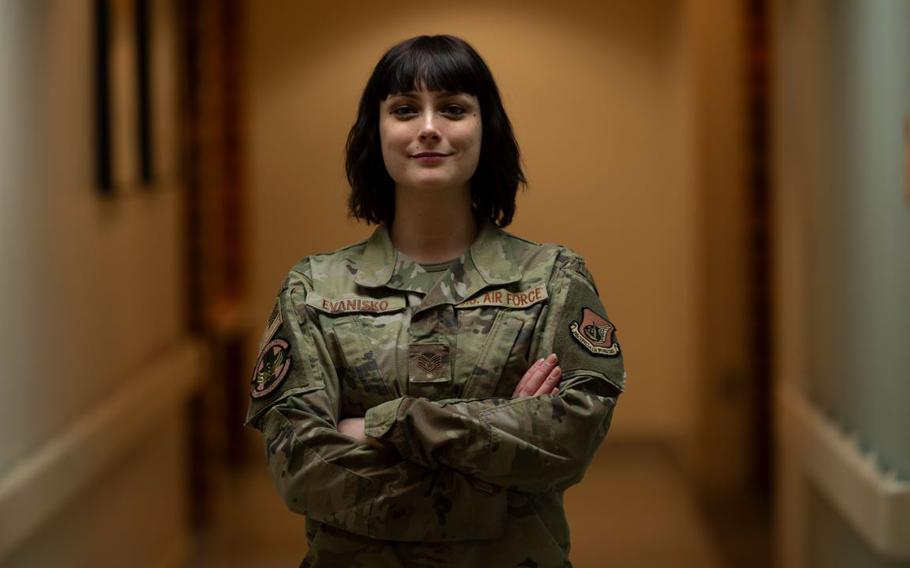 U.S. Air Force Staff Sgt. Maegan Evanisko, 51st Operational Medical Readiness Squadron aerospace medical technician, poses for a photo at Osan Air Base.