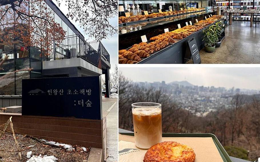 Three photos of the cafe.
