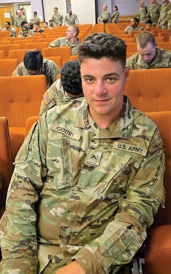 Pvt. Gentry poses for a photo.