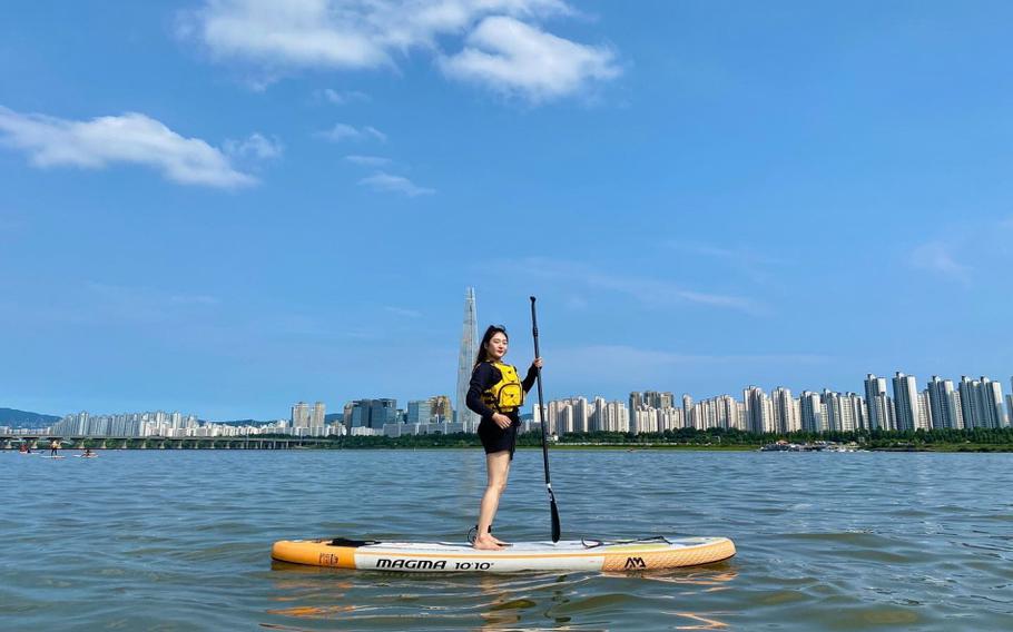 Enjoying paddleboarding at Lunaru Kayak & Camping