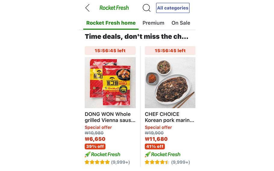 Screenshot of Rocket Fresh website.