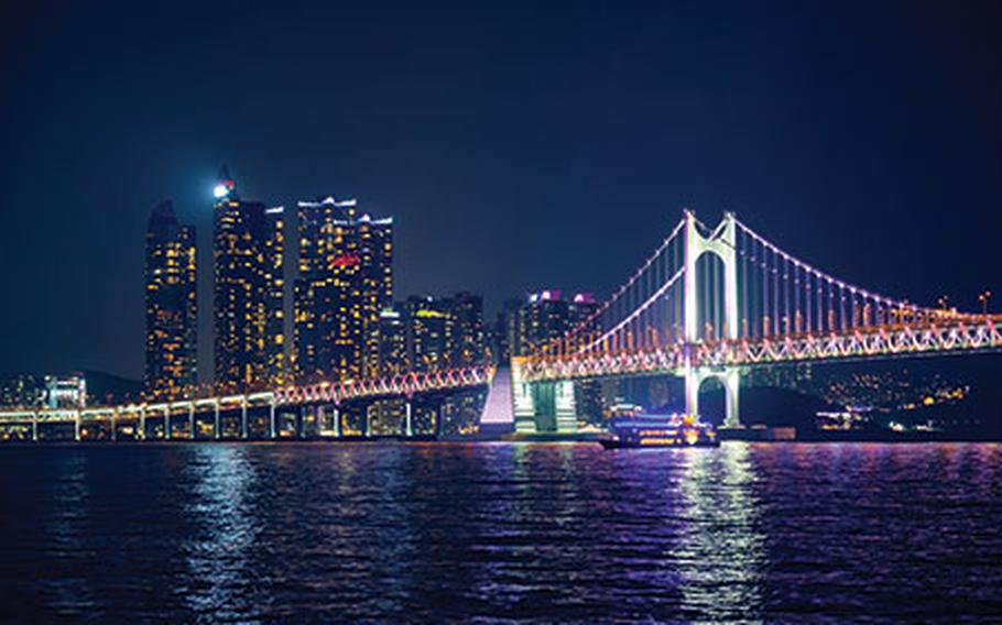 Gwangan Bridge and skyscrapers in the night