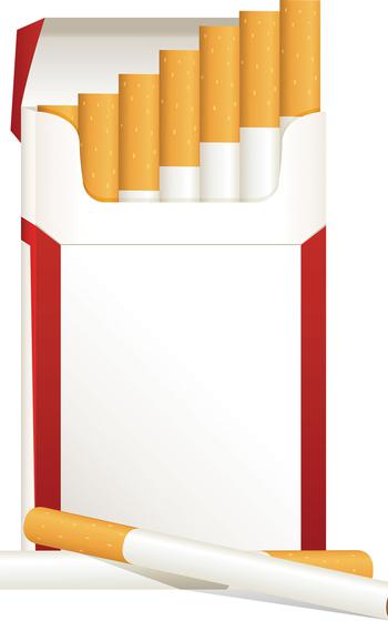 a box of cigarettes. two of the cigarettes are out of the box.