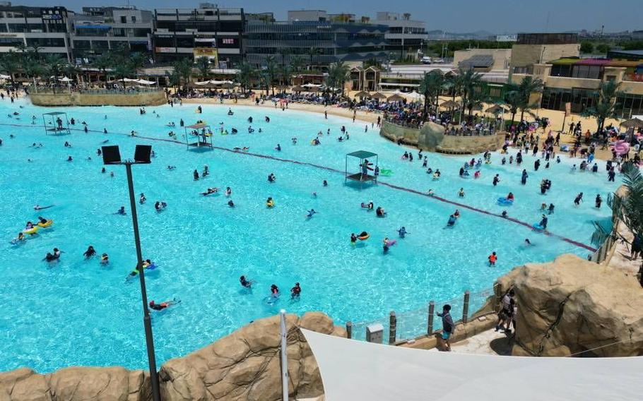 Visitors enjoying water activities