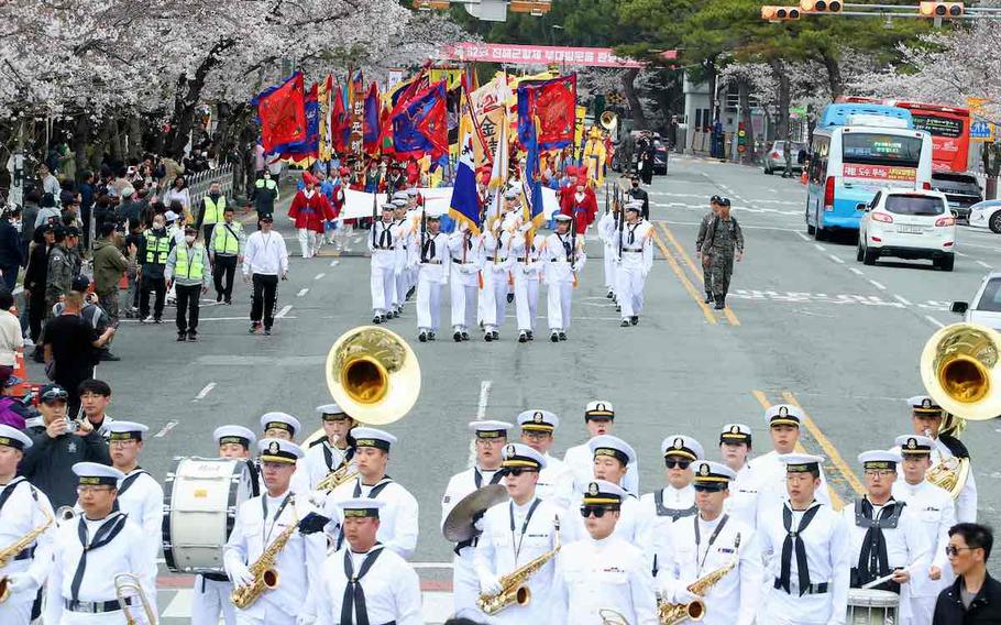 a marching band in the festival.