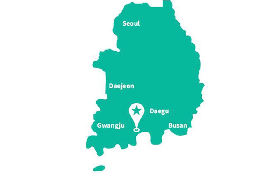 South Korea map which shows where Daegu is.