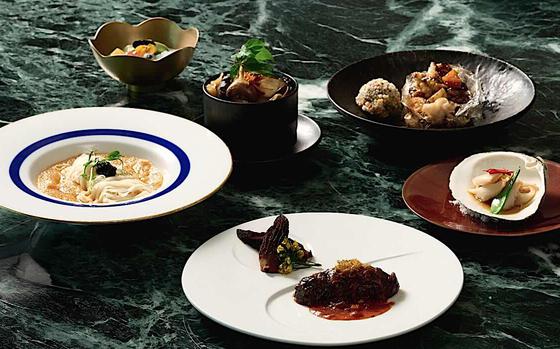 Chinese set menus on the table.