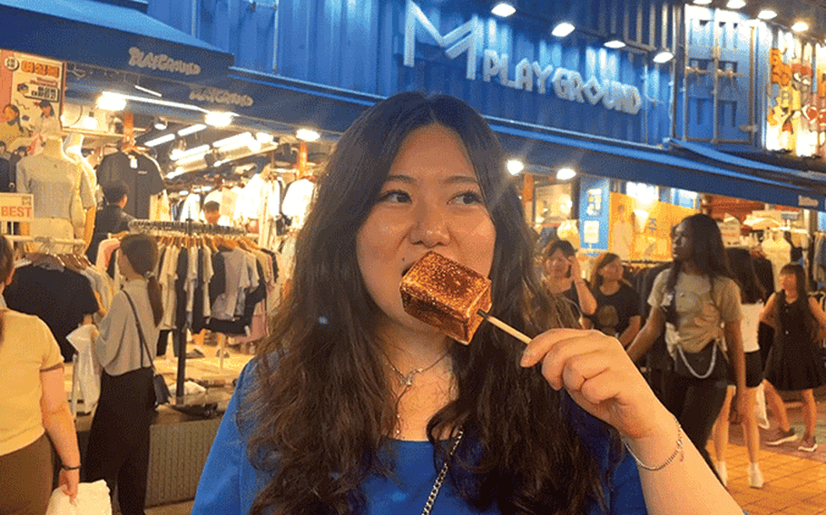 Hyemin enjoys a Marshmallow Ice Cream.