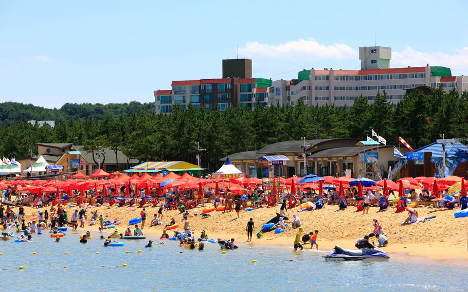 People are enjoying the beach.