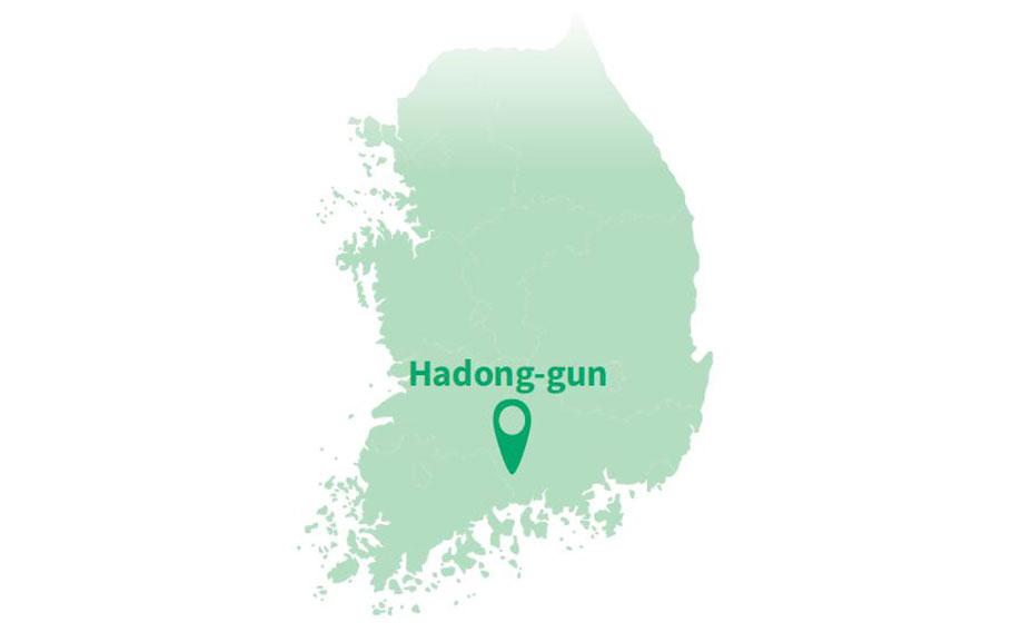 Map of Korea, which shows the location of Hadong-gun.