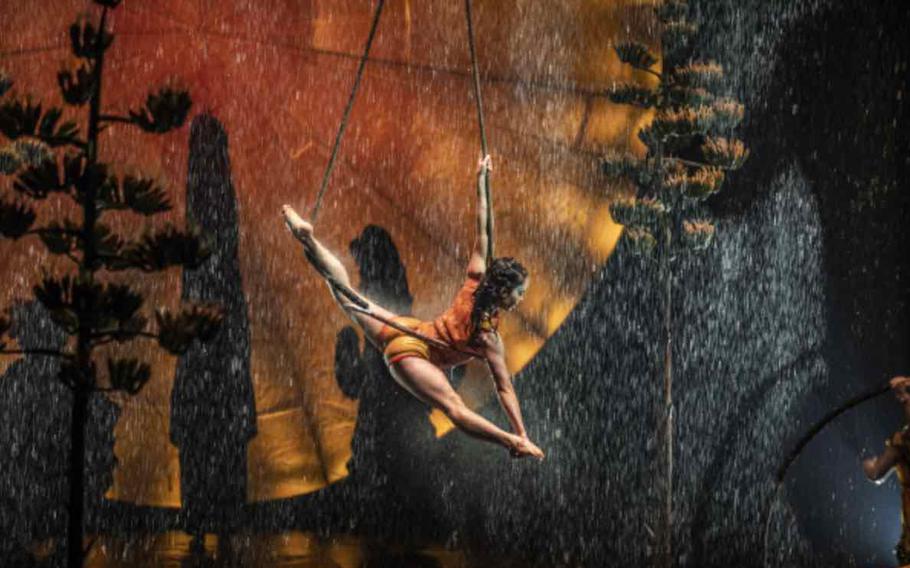A woman performs in a show.