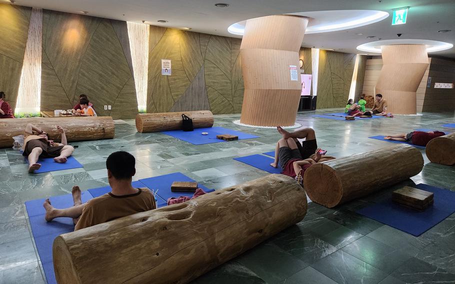 visitors enjoying themselves and relaxing in the main hall.