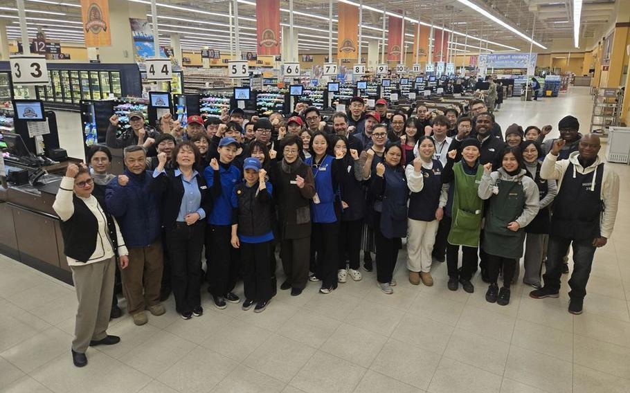 Staff from the Camp Humphreys, Korea, Commissary are pictured in their store. This store was named first place in the Dan Daniel Award – OCONUS Large category for DeCA’s Best Commissary Awards. 