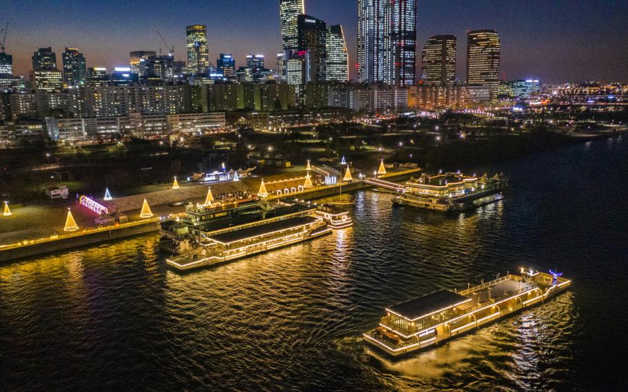 some cruises can be seen near the dock.