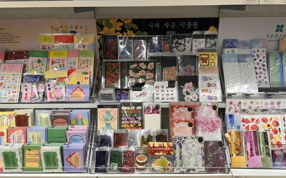 the interior of made by. a handful of stationery goods on the shelf.