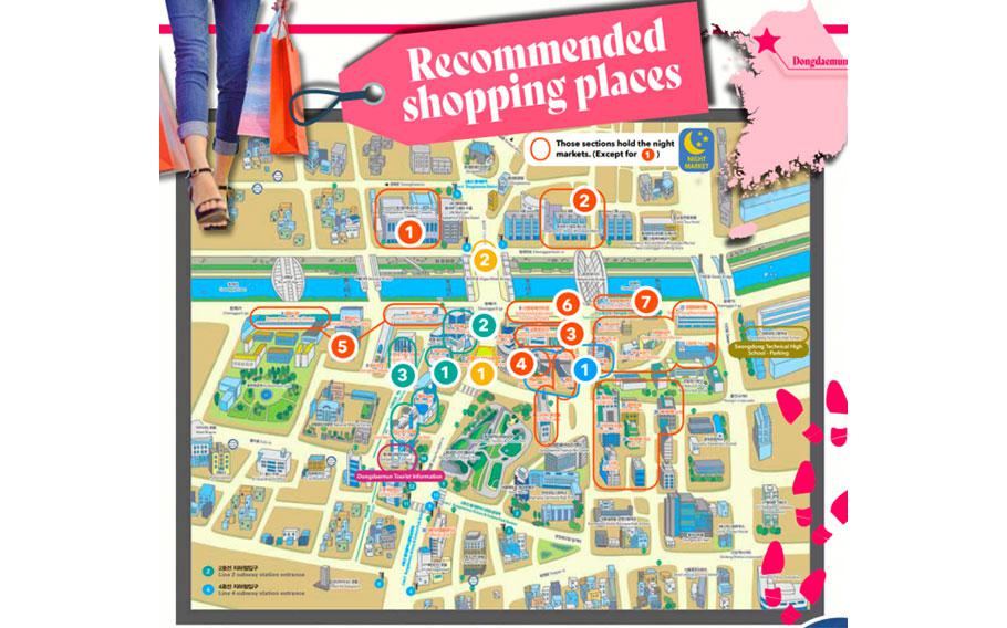 Map for Recommended shopping places.