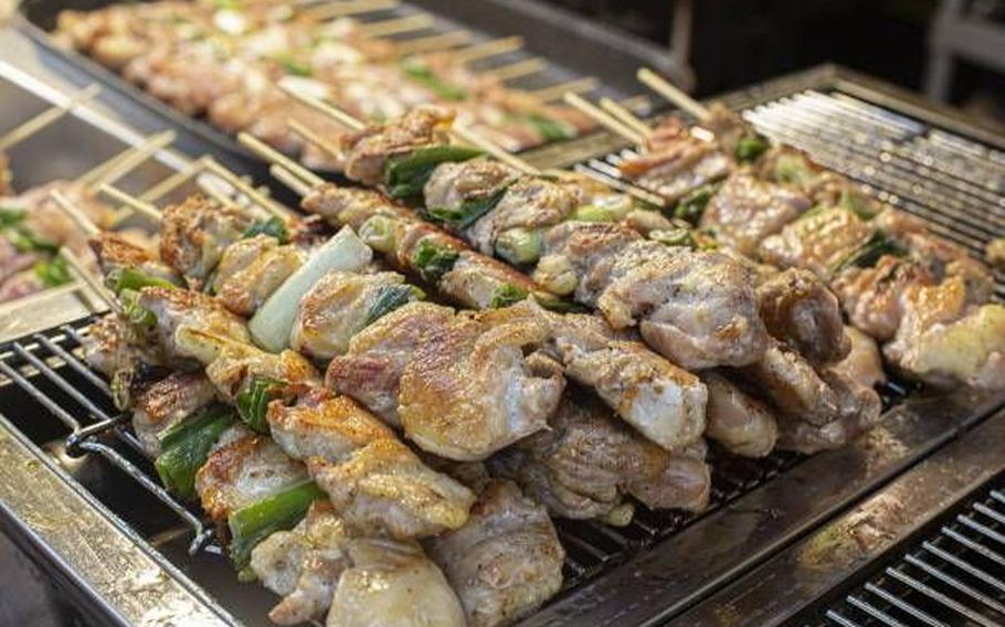 Some Dak kkochi on the grill.