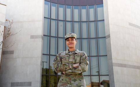 Photo Of Airman 1st Class Monica So’oaemalelagi, 51st Fighter Wing religious affairs journeyman, poses for a photo at Osan Air Base, Republic of Korea。