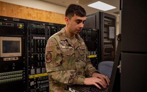 Photo Of U.S. Air Force Senior Airman Fernando Perez, 51st Operations Support Squadron radar, airfield, and weather systems technician, performs a dailyinspection at Osan Air Base, Republic of Korea, March 26, 2024.