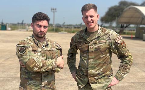 Photo Of Staff Sgt. Natanael Garcia, left, 8th Communications Squadron network infrastructure technician, and Tech. Sgt. Joshua McMaster, 8th CS Focal Point non-commissioned officer in charge, pose for a photo during Cope Tiger 2024 at Korat Royal Thai Air Force Base, Thailand, March 15, 2024.