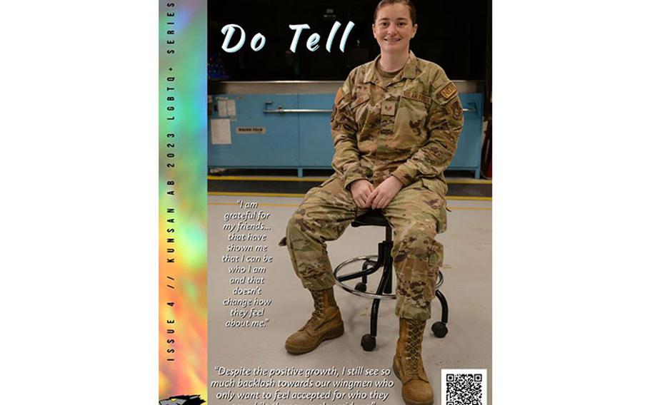 Staff Sgt. Marissa Libby, 8th Maintenance Squadron nondestructive inspection craftsman, shares experiences from her time in service during Pride Month at Kunsan Air Base, Republic of Korea, June 30, 2023. Photo by Tech. Sgt. Emili Koonce