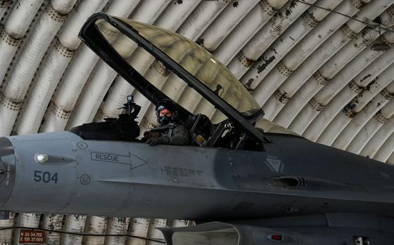 U.S. Air Force Col. Peter “Wolf” Kasarskis, 8th Fighter Wing commander, prepares to taxi an F-16 Fighting Falcon aircraft during exercise Freedom Flag 25-1 at Kunsan Air Base, Republic of Korea, April 23, 2025.