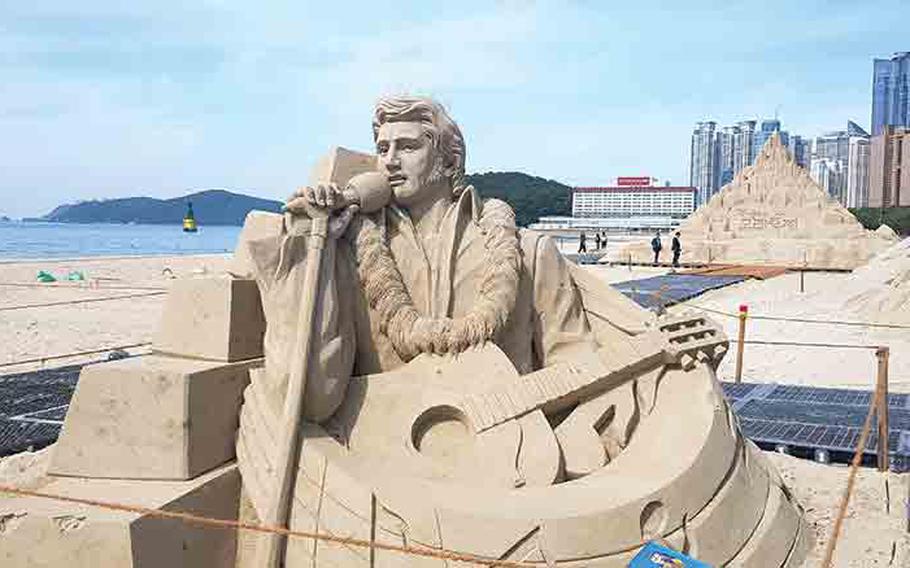 Elvis Presley sand sculpture at Haeundae Sand Festival