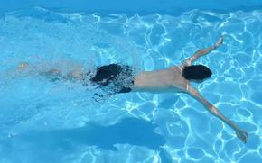 a man swimming