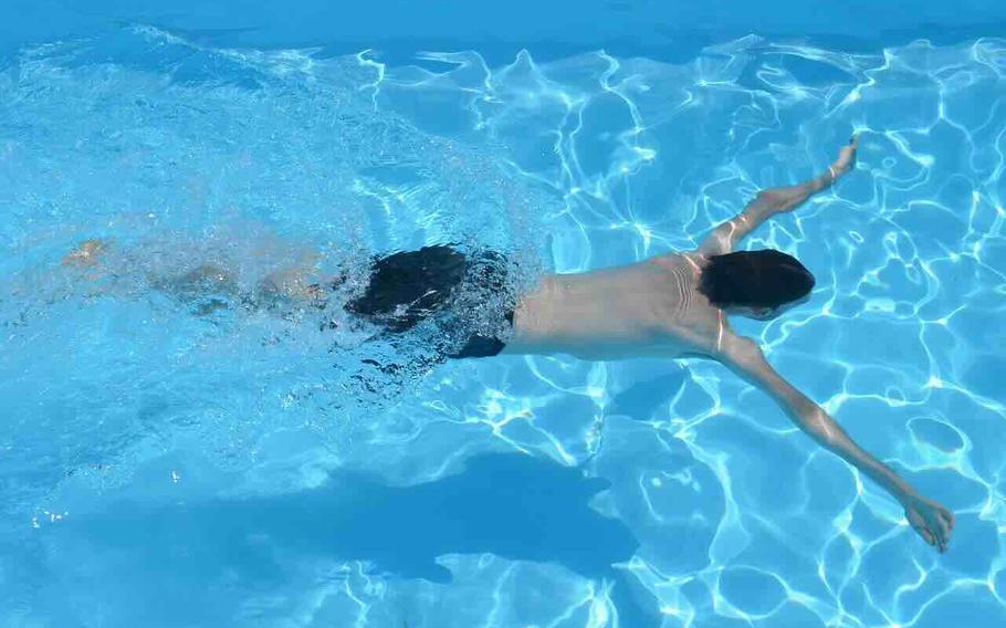 a man swimming