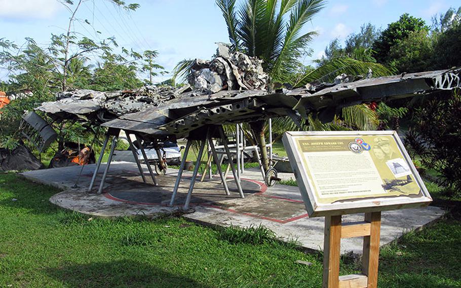 WWII Memorial and Hellcat Fighter Aircraft, Ensign Joseph Edward Cox. Photo courtesy of Yap Visitors Bureau