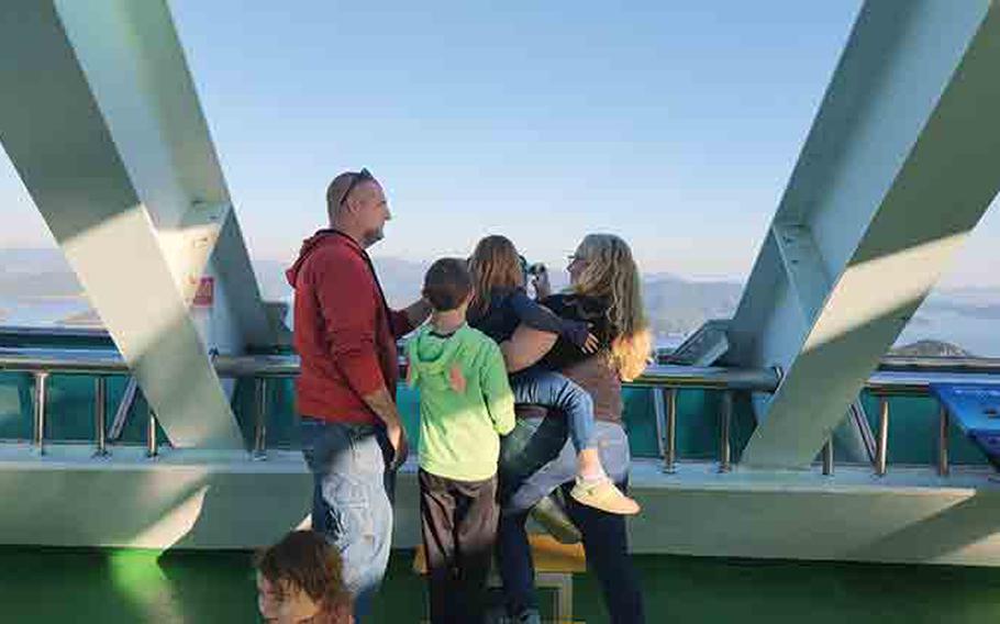 family at observation deck